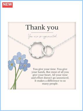 14k Gold Plated Sterling Silver Thank You Necklace Gift for Women